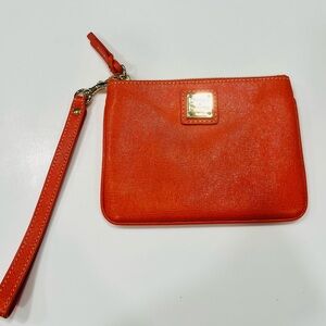 Dooney & Bourke Orange Wristlet with Gold Accents